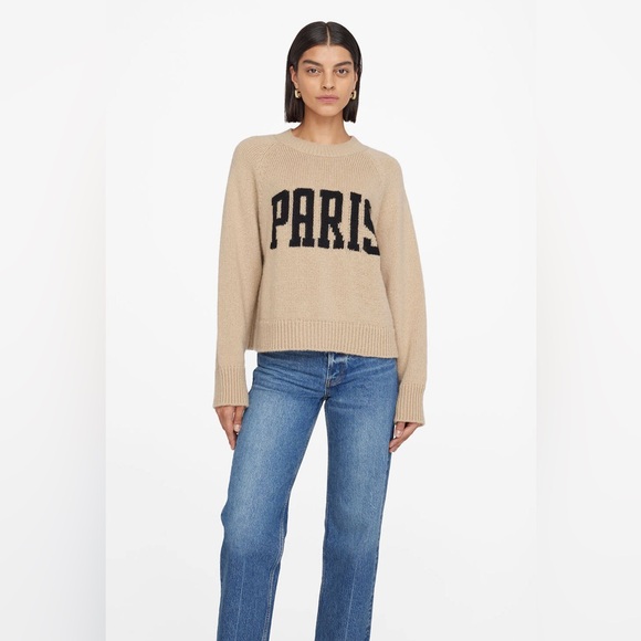 ANINE BING Kendrick Wool/Cashmere Blend University Paris Sweater in Light Camel - Picture 5 of 16